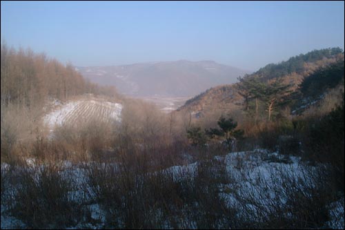 성안에서 바라본 성자산성 북문터 